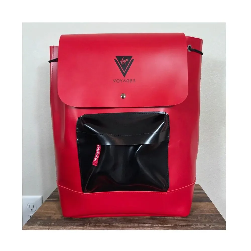 Virgin Voyages Vegan Leather Red & Black Travel Backpack